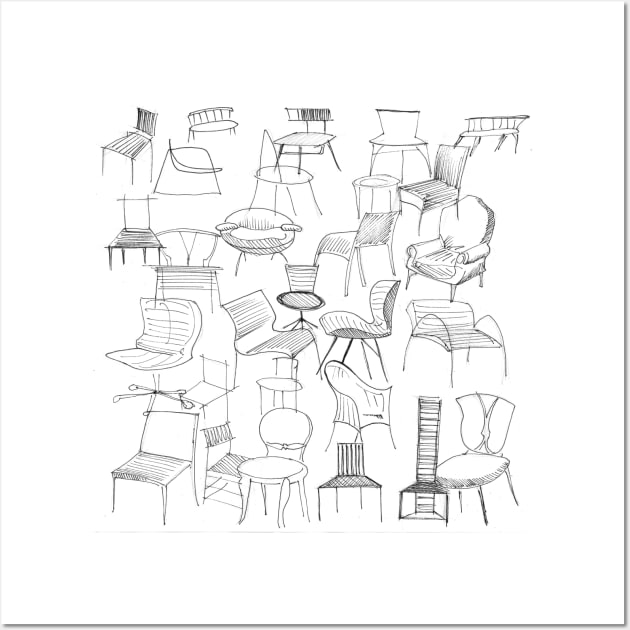 chairs and style sketch Wall Art by jorge_lebeau